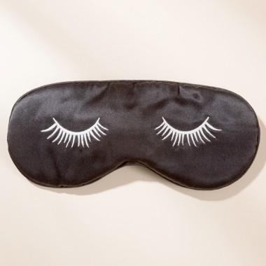 Online Black Silk Eye Mask with Printed Eyelashes UK