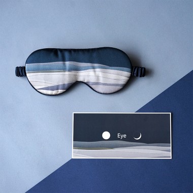 Online Navy Printed Silk Eye Mask UK