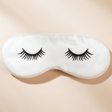 Online White Silk Eye Mask with Printed Eyelashes UK