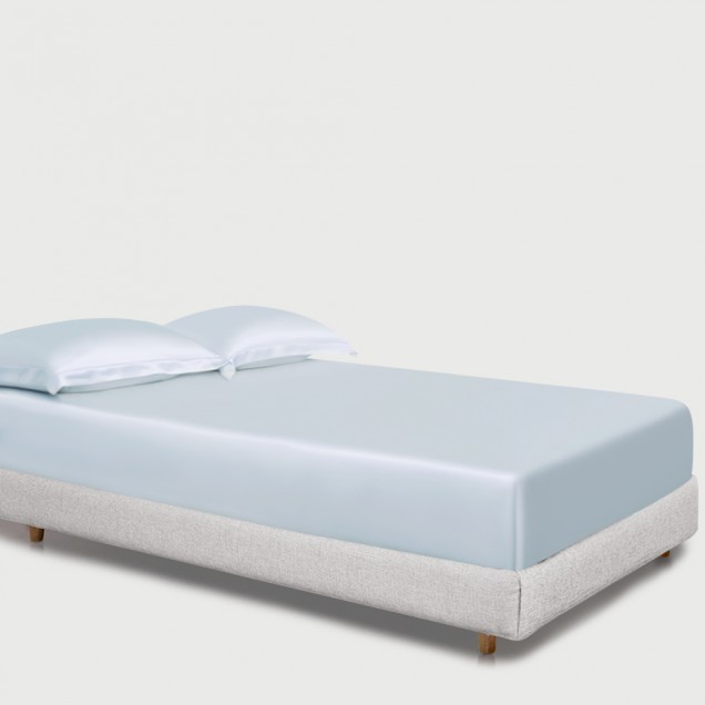 Online Alice Blue 22 Momme Mulberry Silk Fitted Sheet UK Online Alice Blue 22 Momme Mulberry Silk Fitted Sheet UK