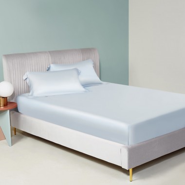Online Alice Blue 22 Momme Mulberry Silk Fitted Sheet UK