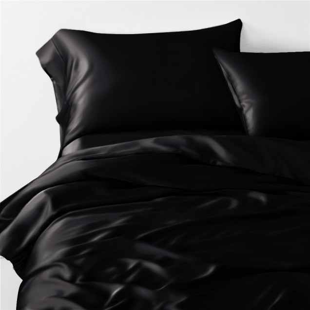 Online Black 22 Momme Mulberry Silk Duvet Cover UK