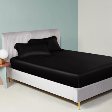 Online Black 22 Momme Mulberry Silk Fitted Sheet UK
