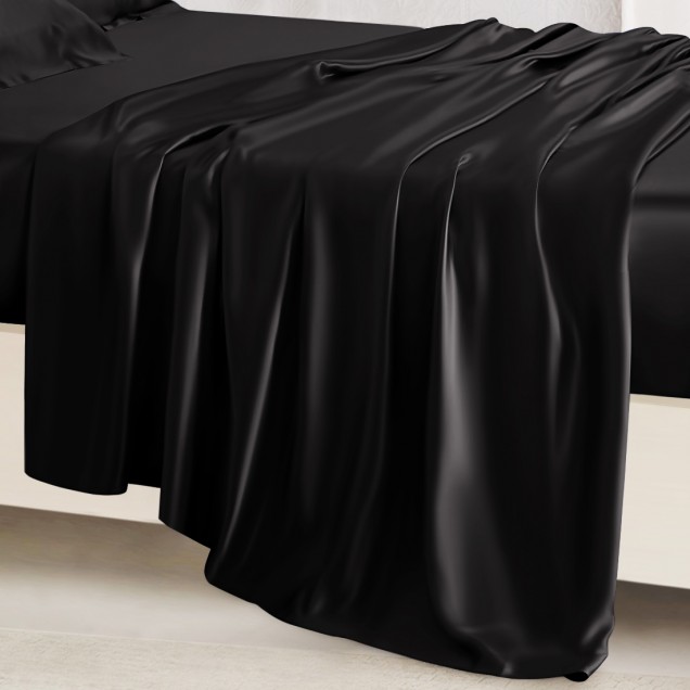 Online Black 22 Momme Mulberry Silk Flat Sheet UK Online Black 22 Momme Mulberry Silk Flat Sheet UK