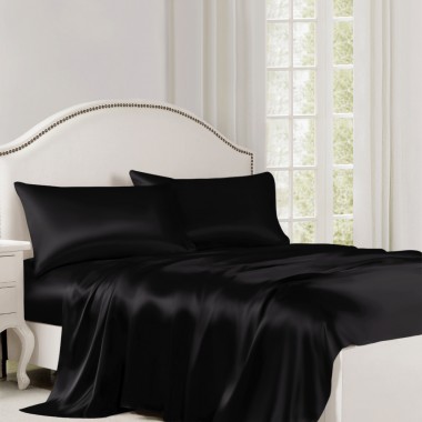 Online Black 22 Momme Mulberry Silk Flat Sheet UK