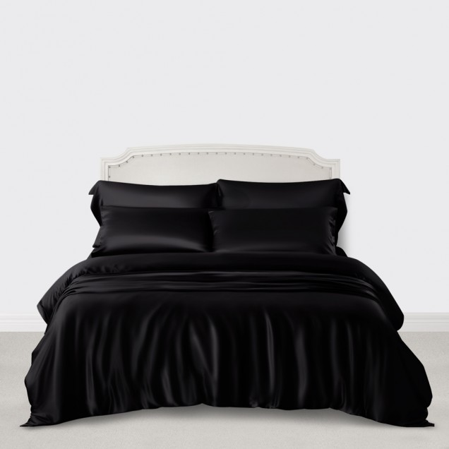 Online Black 3 PCS 22 Momme Mulberry Silk Duvet Cover Set UK Online Black 3 PCS 22 Momme Mulberry Silk Duvet Cover Set UK