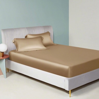Online Cappuccino 22 Momme Mulberry Silk Fitted Sheet UK