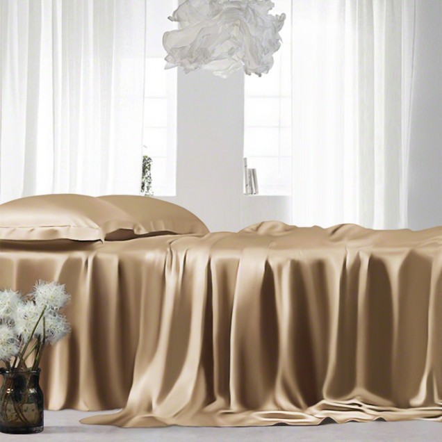 Online Cappuccino 22 Momme Mulberry Silk Sheet Set UK Online Cappuccino 22 Momme Mulberry Silk Sheet Set UK