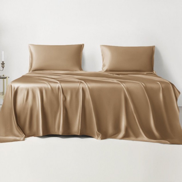 Online Cappuccino 22 Momme Mulberry Silk Sheet Set UK Online Cappuccino 22 Momme Mulberry Silk Sheet Set UK