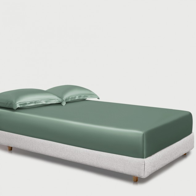Online Celadon Green 22 Momme Mulberry Silk Fitted Sheet UK