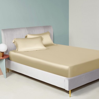 Online Champagne 22 Momme Mulberry Silk Fitted Sheet UK