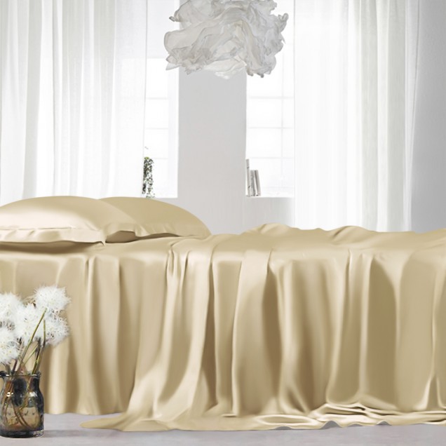 Online Champagne 22 Momme Mulberry Silk Sheet Set UK