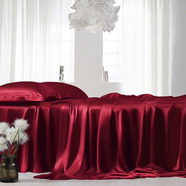 Online Claret 22 Momme Mulberry Silk Sheet Set UK