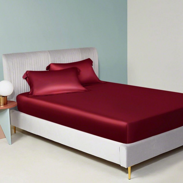 Online Claret 22 Momme Mulberry Silk Sheet Set UK