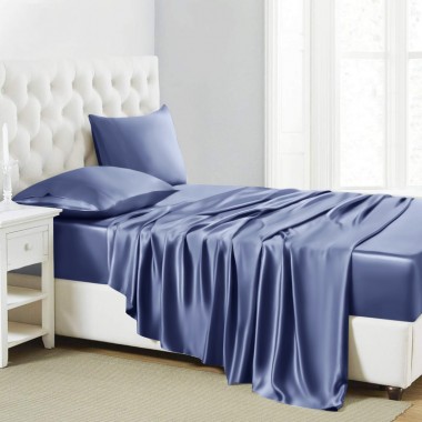 Online Dark Blue 22 Momme Mulberry Silk Sheet Set UK