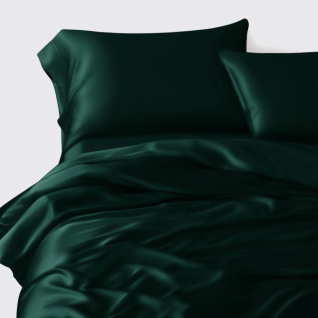 Online Dark Green 3 PCS 22 Momme Mulberry Silk Duvet Cover Set UK Online Dark Green 3 PCS 22 Momme Mulberry Silk Duvet Cover Set UK