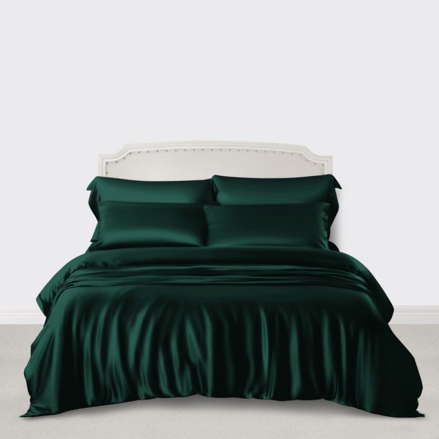 Online Dark Green 3 PCS 22 Momme Mulberry Silk Duvet Cover Set UK Online Dark Green 3 PCS 22 Momme Mulberry Silk Duvet Cover Set UK