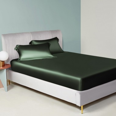 Online Hunter Green 22 Momme Mulberry Silk Fitted Sheet UK