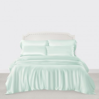 Online Light Cyan 3 PCS 22 Momme Mulberry Silk Duvet Cover Set UK