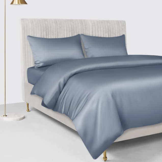 Online Misty Blue 22 Momme Mulberry Silk Duvet Cover UK