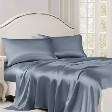 Online Misty Blue 22 Momme Mulberry Silk Flat Sheet UK