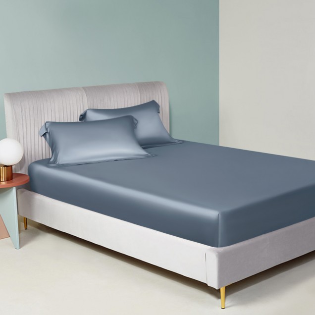 Online Misty Blue 22 Momme Mulberry Silk Sheet Set UK