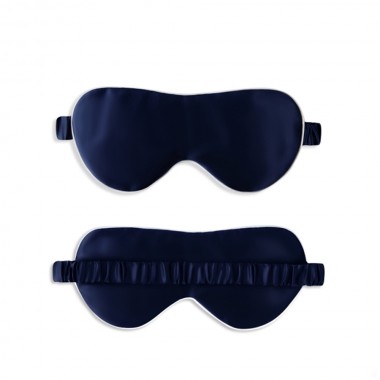 Online Navy & Ivory Suede Rose Silk Eye Mask UK