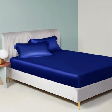 Online Royal Blue 22 Momme Mulberry Silk Fitted Sheet UK