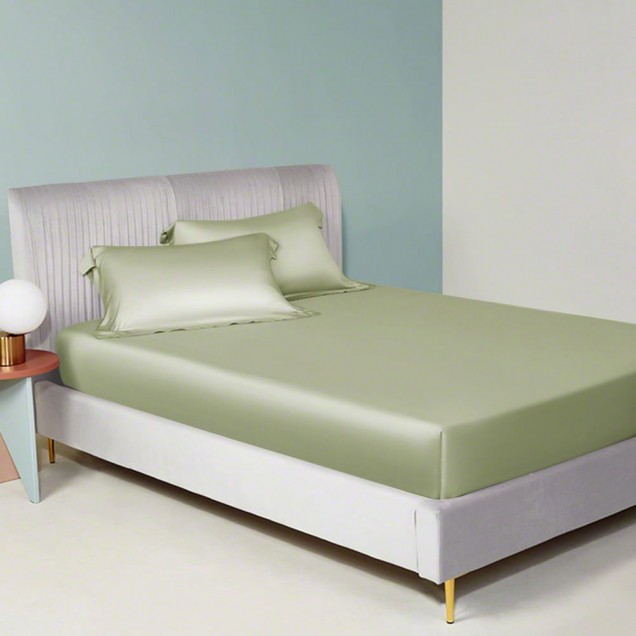 Online Sage Green 22 Momme Mulberry Silk Fitted Sheet UK Online Sage Green 22 Momme Mulberry Silk Fitted Sheet UK