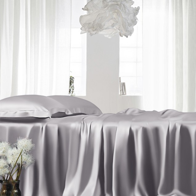 Online Silver 22 Momme Mulberry Silk Fitted Sheet UK Online Silver 22 Momme Mulberry Silk Fitted Sheet UK