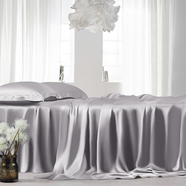 Online Silver 22 Momme Mulberry Silk Sheet Set UK Online Silver 22 Momme Mulberry Silk Sheet Set UK