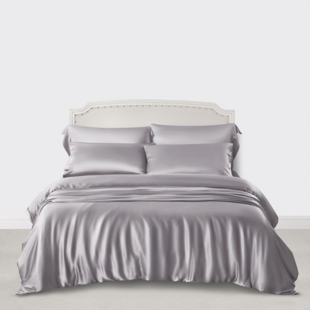 Online Silver 3 PCS 22 Momme Mulberry Silk Duvet Cover Set UK Online Silver 3 PCS 22 Momme Mulberry Silk Duvet Cover Set UK