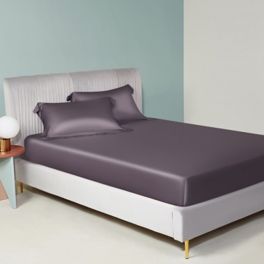 Online Slate Gray 22 Momme Mulberry Silk Fitted Sheet UK