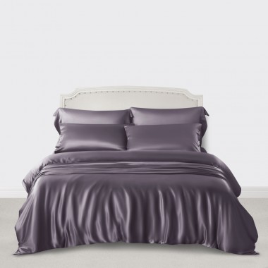 Online Slate Gray 3 PCS 22 Momme Mulberry Silk Duvet Cover Set UK