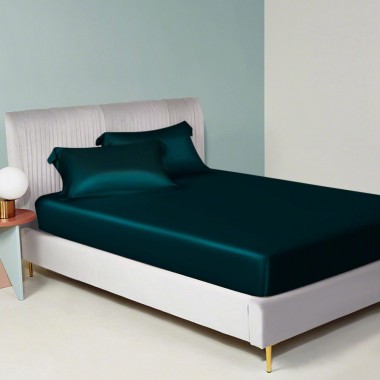 Online Teal 22 Momme Mulberry Silk Fitted Sheet UK