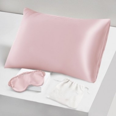 Online Two Piece Silk Gift Set Suede Rose Pillowcase & Eye Mask UK