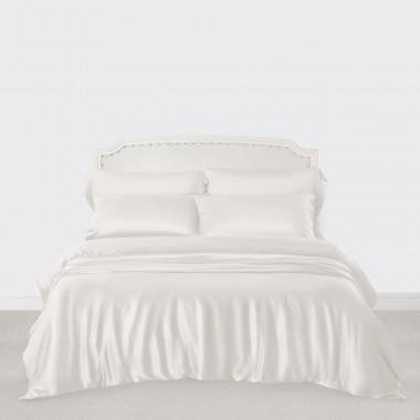 Online White 3 PCS 22 Momme Mulberry Silk Duvet Cover Set UK